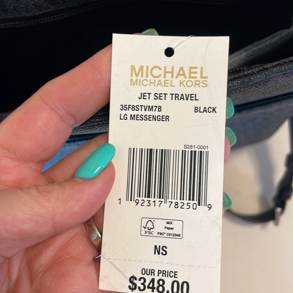 NWT MICHAEL KORS Jet Set Travel large  messenger CROSSBODY BAG blk gray pockets - Picture 9 of 17